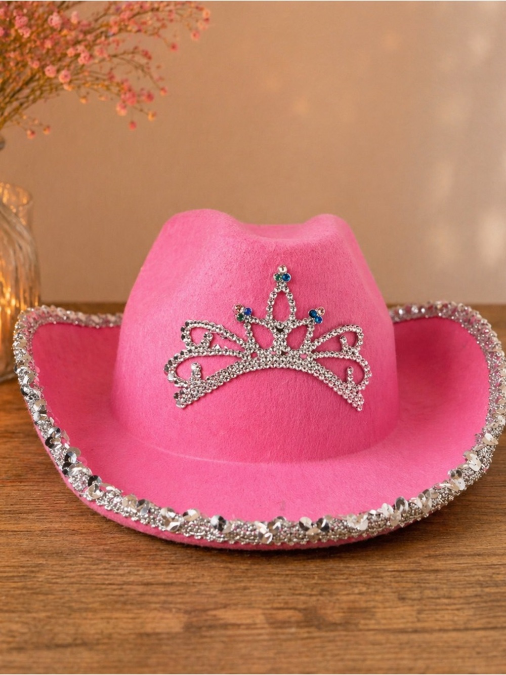 Pink Rhinestone Tiara Cowboy Hat